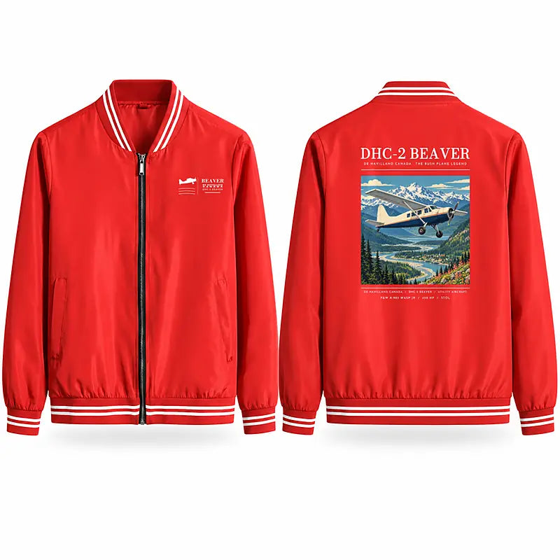 DHC-2 Beaver Mk I Stylish Jackets - Baseball Collar - Poster - Red