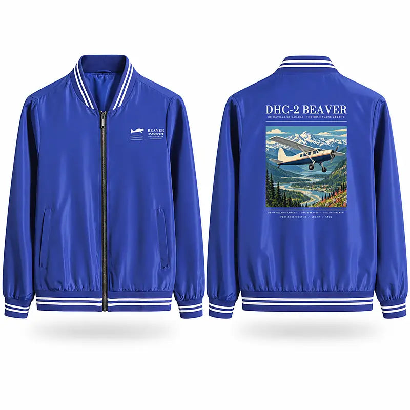 DHC-2 Beaver Mk I Stylish Jackets - Baseball Collar - Poster - Royal Blue