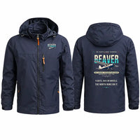 Thumbnail for DHC-2 Beaver Mk I Stylish Jackets - Hooded Windbreaker - Original - Navy Blue