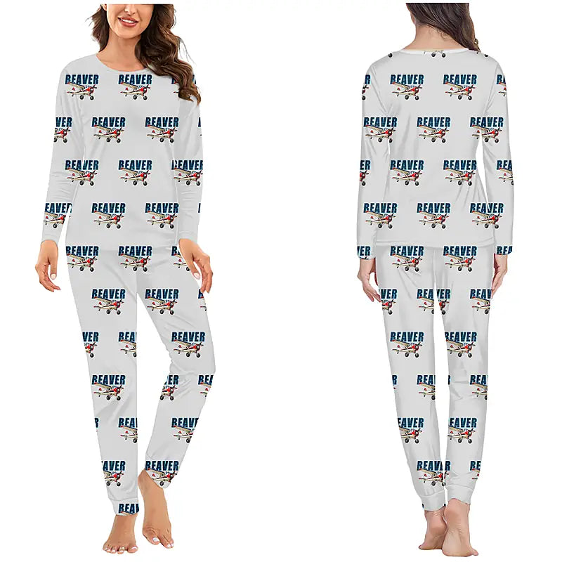 DHC-2 Beaver Mk I - Women Pajamas - Cartoon Pattern - Light Gray