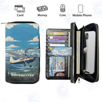 Thumbnail for DHC-2 Beaver Mk I Leather Wallets - Zip Long Wallet - 3D + Name