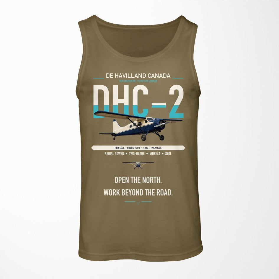 DHC-2 Beaver Mk I design on green army tank top