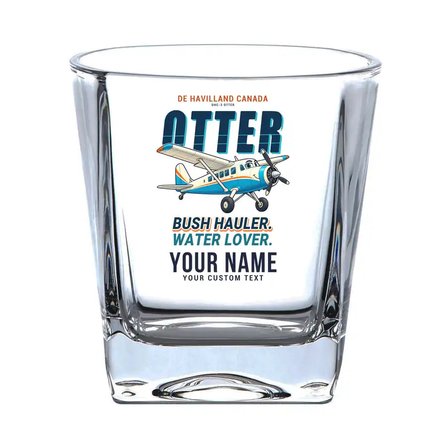 DHC-3 Otter - Cartoon + Name - Whiskey Glass