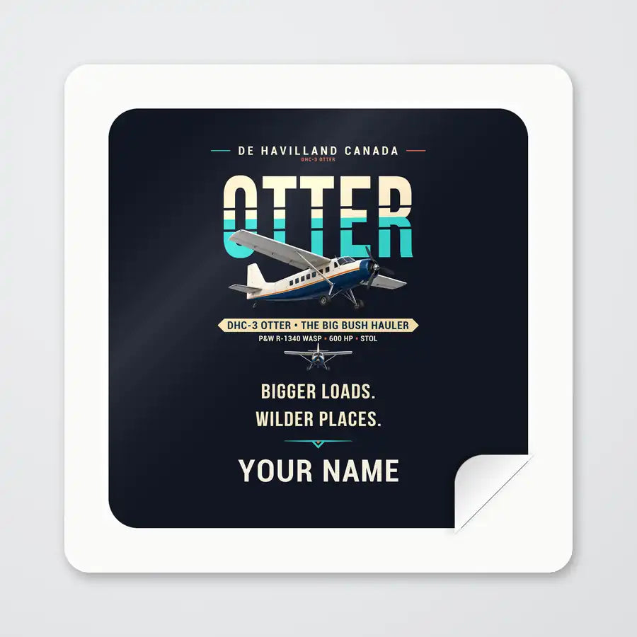 DHC-3 Otter - Original + Name - Square Sticker - Peel