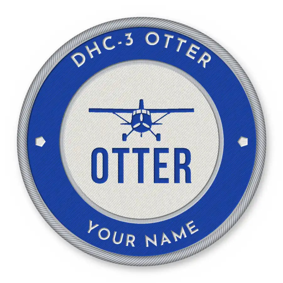 DHC-3 Otter Patches - Circle + Name - Royal White