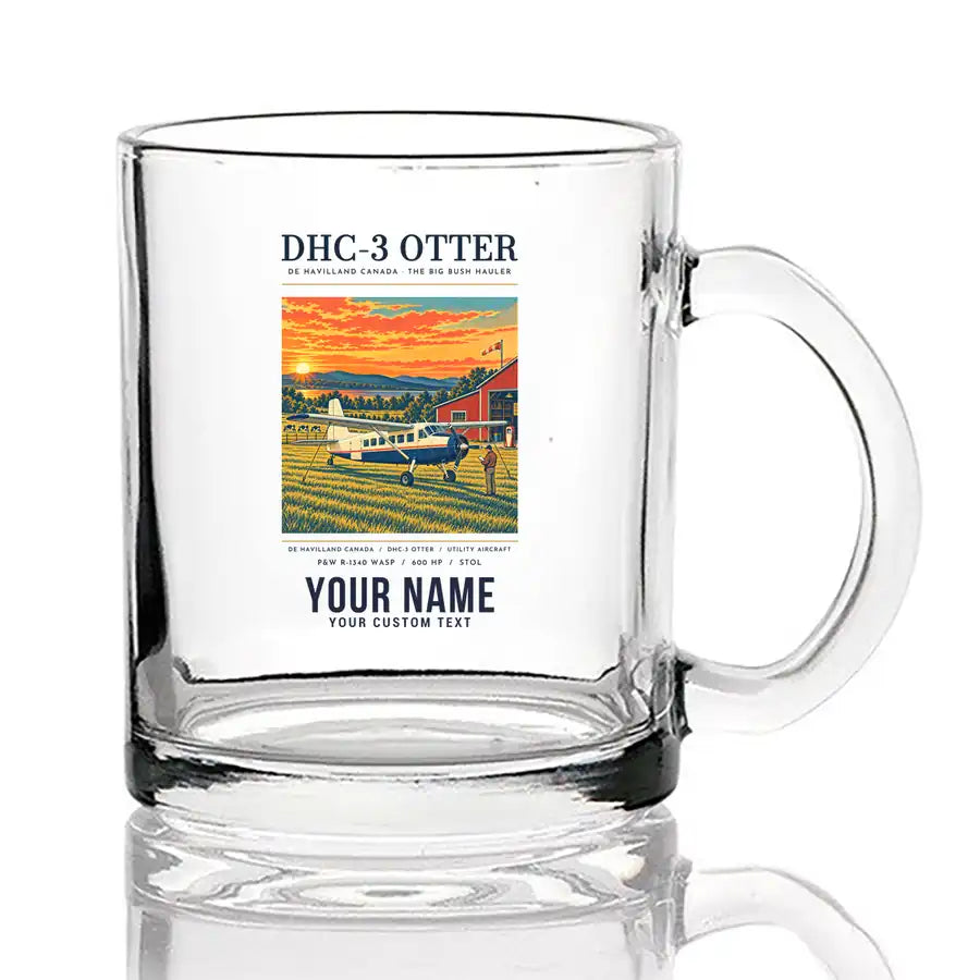 DHC-3 Otter - Poster + Name - Coffee & Tea Glass