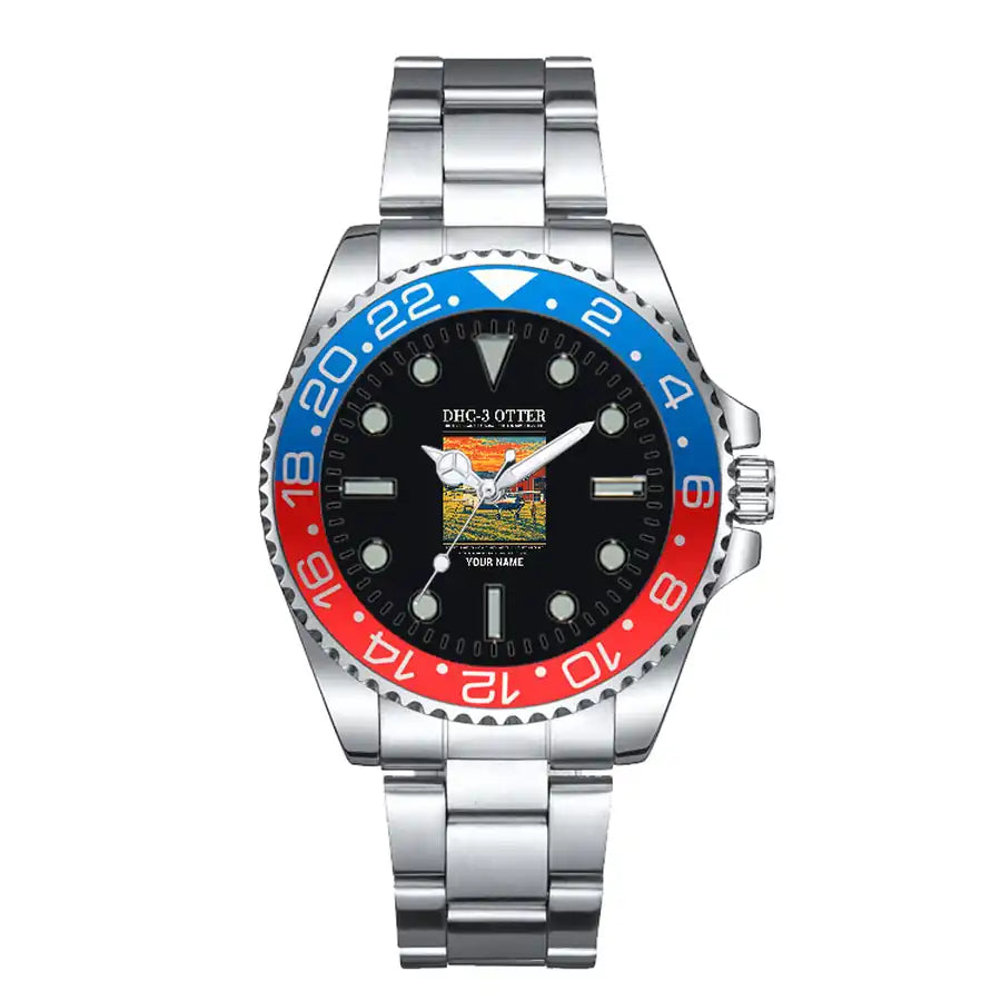 DHC-3 Otter - Poster + Name - Premium Diver - Blue and Red