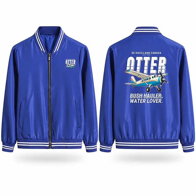 DHC-3 Otter Stylish Jackets - Baseball Collar - Cartoon - Royal Blue