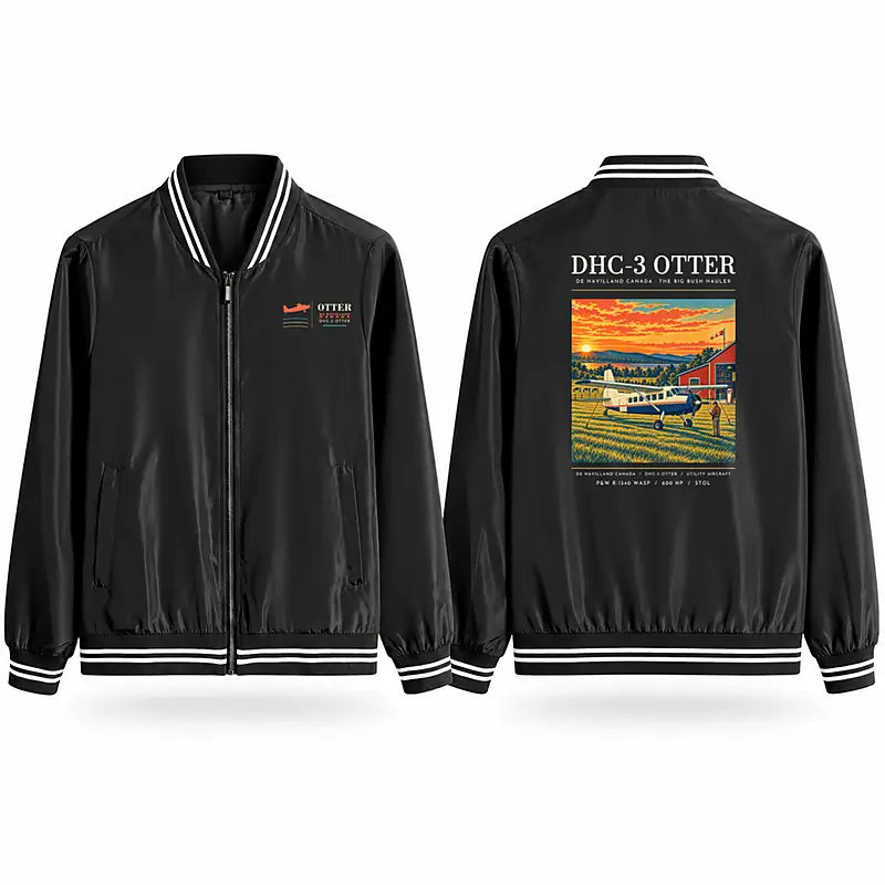 DHC-3 Otter Stylish Jackets - Baseball Collar - Poster - Black