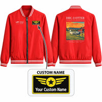 Thumbnail for DHC-3 Otter Stylish Jackets - Baseball Collar - Poster + Name - Red