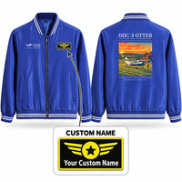 Thumbnail for DHC-3 Otter Stylish Jackets - Baseball Collar - Poster + Name - Royal Blue