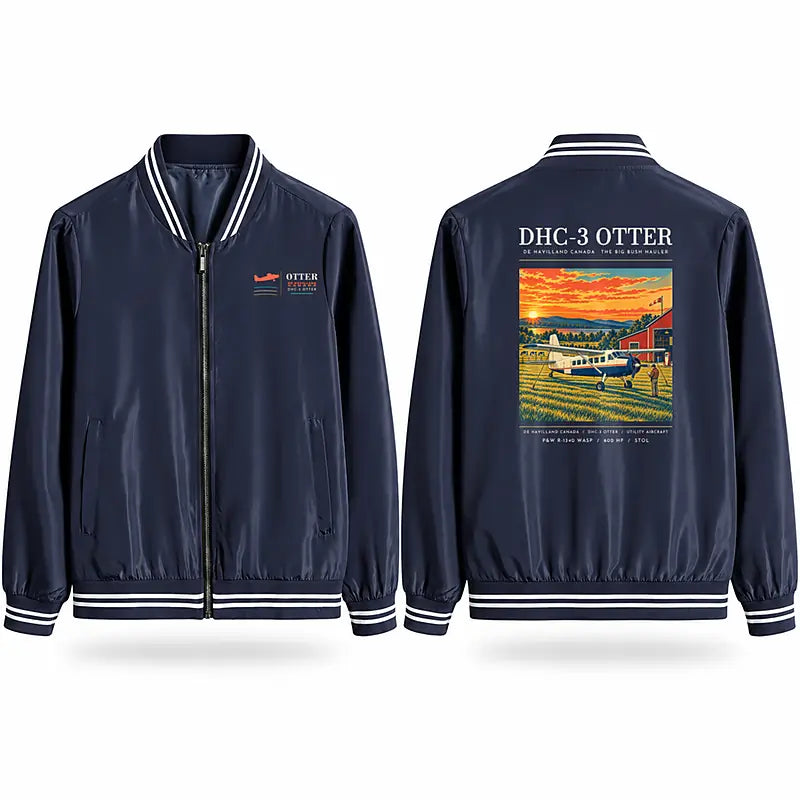 DHC-3 Otter Stylish Jackets - Baseball Collar - Poster - Navy Blue