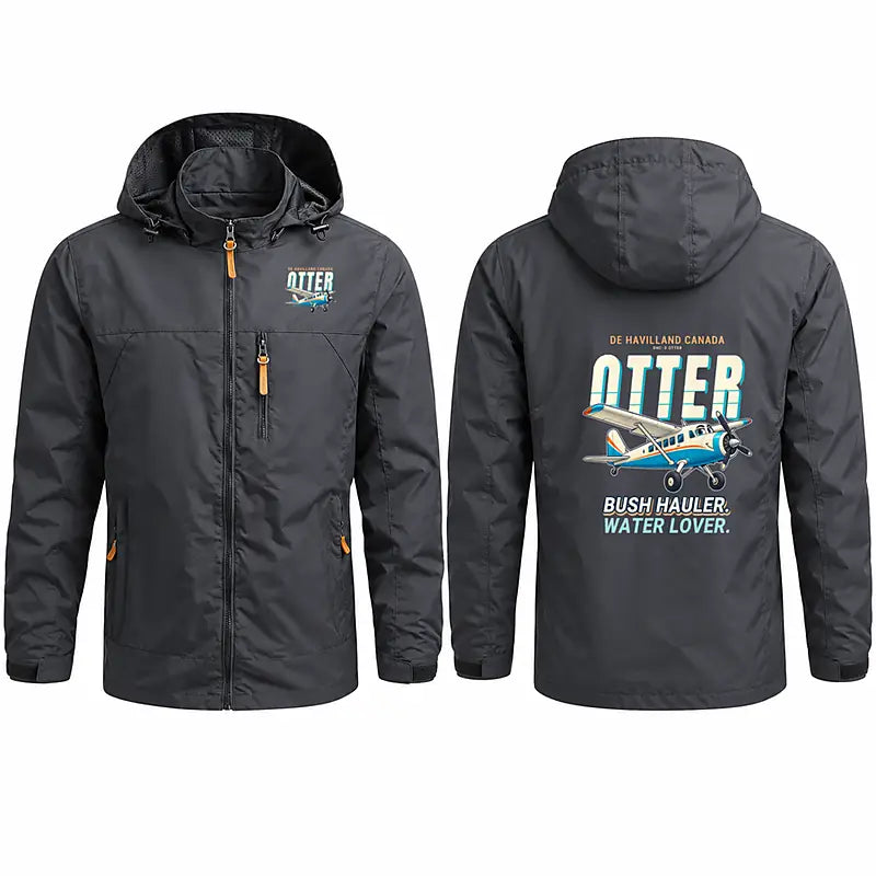 DHC-3 Otter Stylish Jackets - Hooded Windbreaker - Cartoon - Charcoal