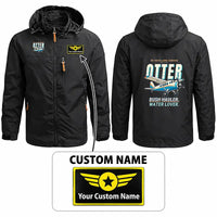 Thumbnail for DHC-3 Otter Stylish Jackets - Hooded Windbreaker - Cartoon + Name - Black