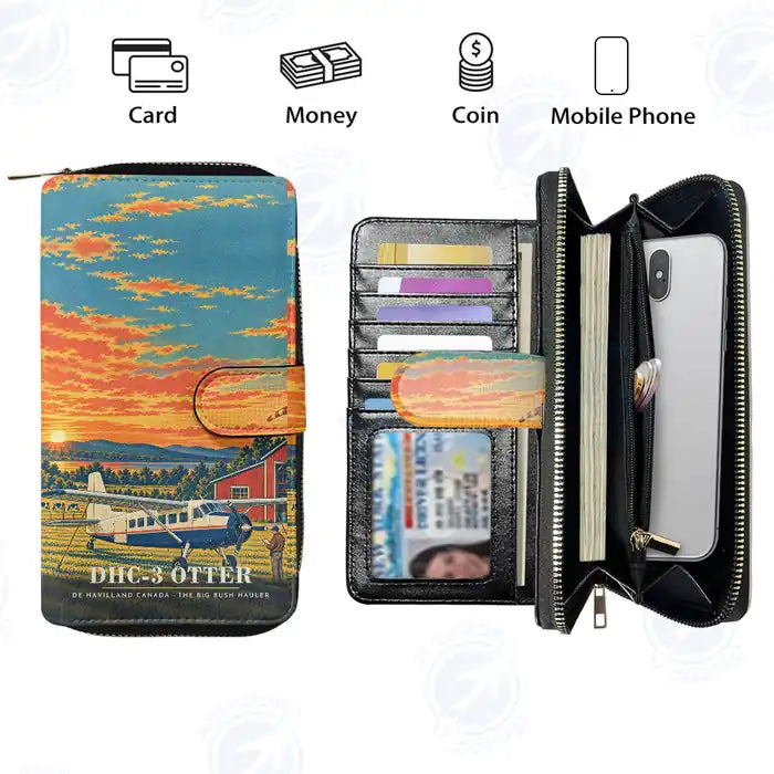 DHC-3 Otter Leather Wallets - Zip Long Wallet - 3D