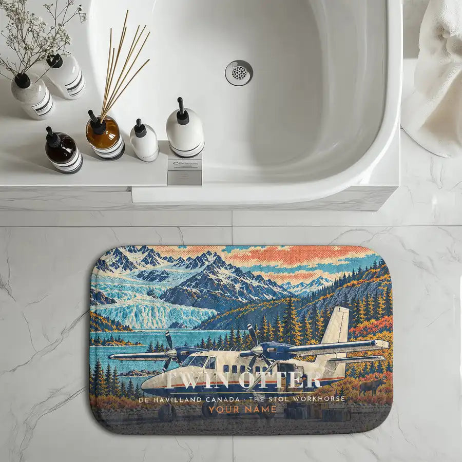 DHC-6 Twin Otter Classic 300-G - 3D + Name - Bath Mat