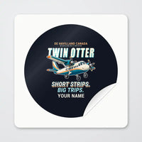 Thumbnail for DHC-6 Twin Otter Classic 300-G - Cartoon + Name - Circle Sticker - Peel