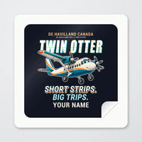 Thumbnail for DHC-6 Twin Otter Classic 300-G - Cartoon + Name - Square Sticker - Peel