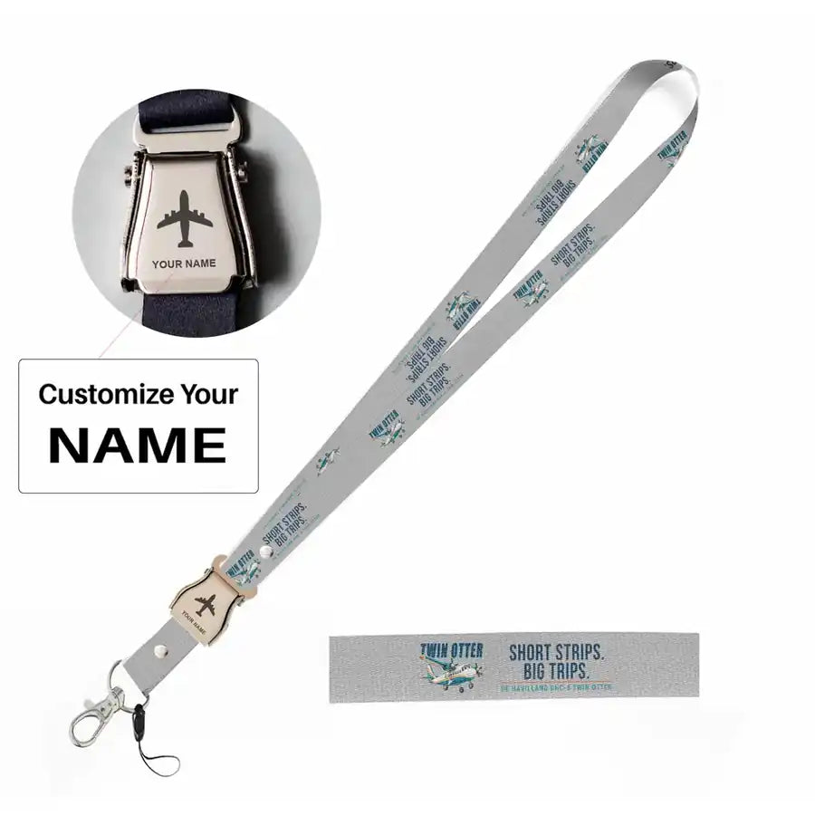 DHC-6 Twin Otter Classic 300-G Lanyard & ID Holders seat belt lanyard - Cartoon - Light Gray with name