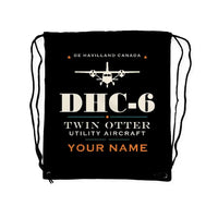 Thumbnail for DHC-6 Twin Otter Classic 300-G - Drawstring Bag - Heritage + Name - Black