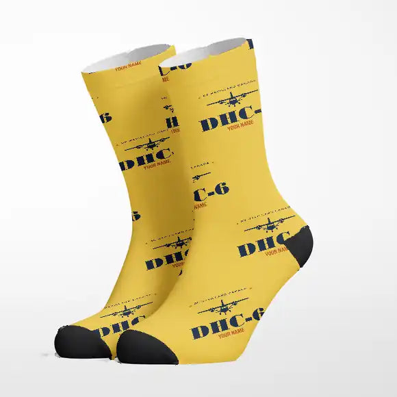 DHC-6 Twin Otter Classic 300-G - Heritage + Name - Socks - Yellow