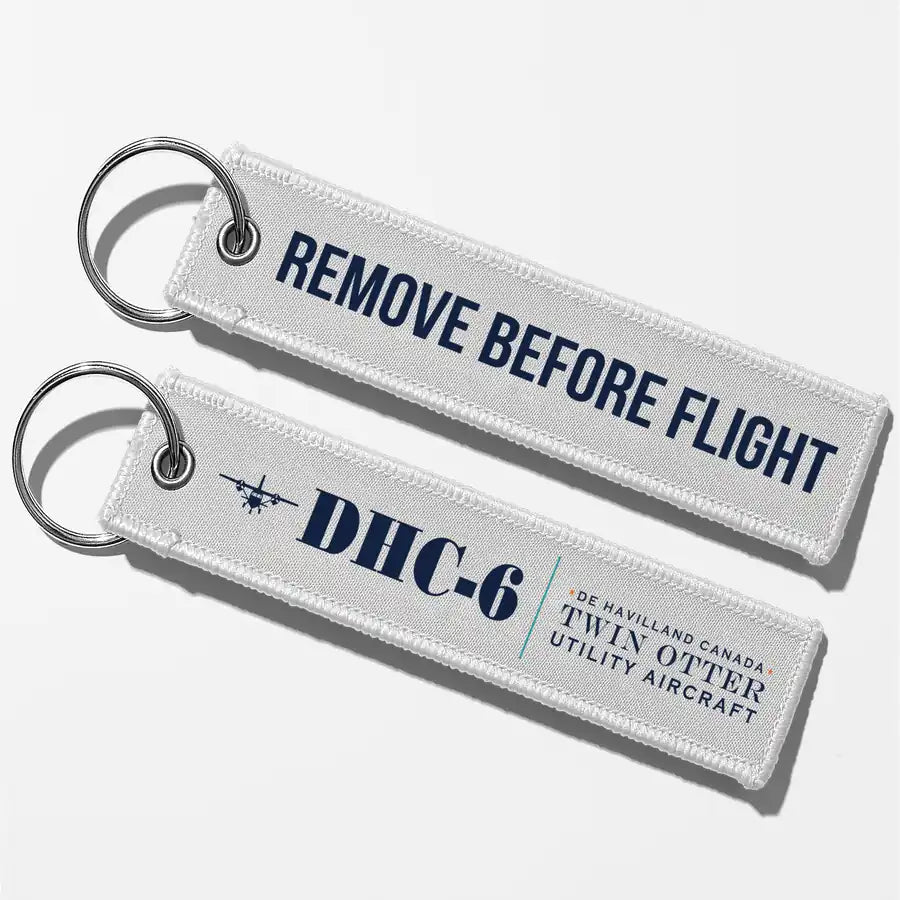DHC-6 Twin Otter Classic 300-G Aviator Key Chains - White - Heritage - Remove Before Flight