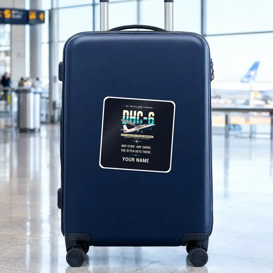 DHC-6 Twin Otter Classic 300-G - Original + Name - Square Sticker - Suitcase