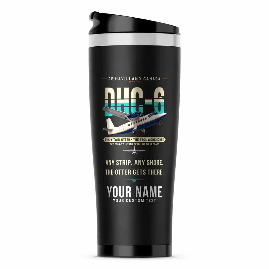 DHC-6 Twin Otter Classic 300-G - Original + Name - Stainless Steel (No Holder) - Black