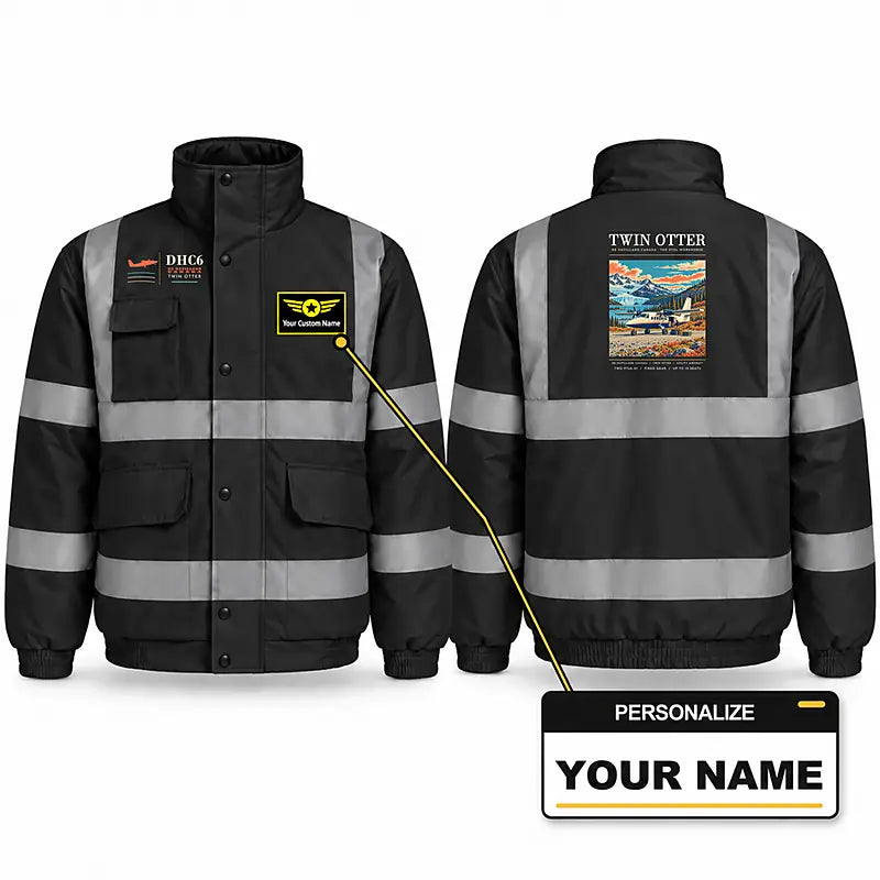 DHC-6 Twin Otter Classic 300-G Reflective Winter Jackets - Poster + Name - Black