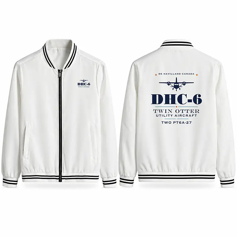 DHC-6 Twin Otter Classic 300-G Stylish Jackets - Baseball Collar - Heritage - White