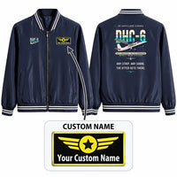 Thumbnail for DHC-6 Twin Otter Classic 300-G Stylish Jackets - Baseball Collar - Original + Name - Navy Blue