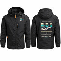 Thumbnail for DHC-6 Twin Otter Classic 300-G Stylish Jackets - Hooded Windbreaker - Original - Black