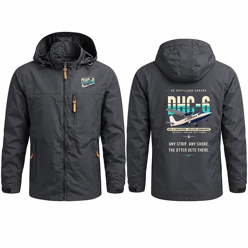 DHC-6 Twin Otter Classic 300-G Stylish Jackets - Hooded Windbreaker - Original - Charcoal