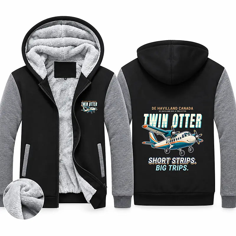 DHC-6 Twin Otter Classic 300-G Zipped Sweatshirts - Cartoon - Black & Gray