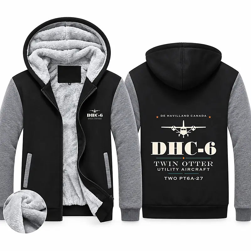DHC-6 Twin Otter Classic 300-G Zipped Sweatshirts - Heritage - Black & Gray