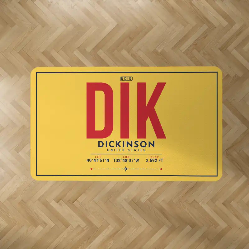 Dickinson Theodore Roosevelt Regional Airport (DIK) Carpets - Carpet Rectangle - ID Tag - Yellow V2