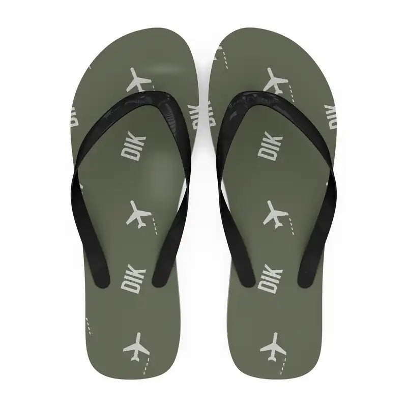 Dickinson Theodore Roosevelt Regional Airport (DIK) Slippers & Flip Flops - Slippers - Flip Flops - Pattern - Green Army