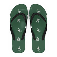 Thumbnail for Dickinson Theodore Roosevelt Regional Airport (DIK) Slippers & Flip Flops - Slippers - Flip Flops - Pattern - Green