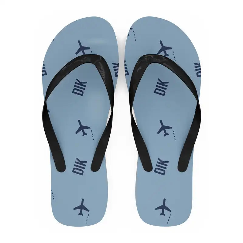 Dickinson Theodore Roosevelt Regional Airport (DIK) Slippers & Flip Flops - Slippers - Flip Flops - Pattern - Light Blue