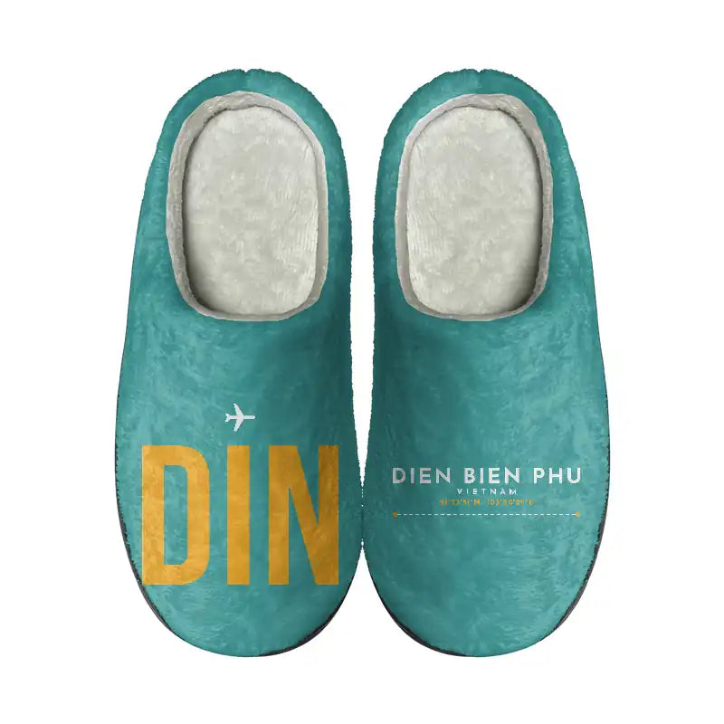 Dien Bien Phu Airport (DIN) Slippers & Flip Flops - Slippers - Cotton - Code - Different - Turquoise