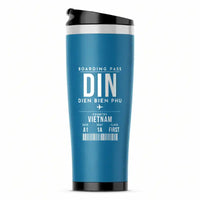 Thumbnail for Dien Bien Phu Airport (DIN) Travel Mugs - Boarding Pass - Stainless Steel (No Holder) - Light Blue