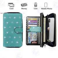 Thumbnail for Dien Bien Phu Airport (DIN) Leather Wallets - Zip Long Wallet - Pattern - Turquoise