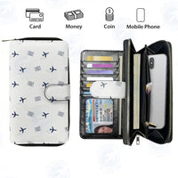 Thumbnail for Dien Bien Phu Airport (DIN) Leather Wallets - Zip Long Wallet - Pattern - White