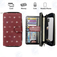 Thumbnail for Sultan Thaha Airport (DJB) Leather Wallets - Zip Long Wallet - Pattern - Dark Red
