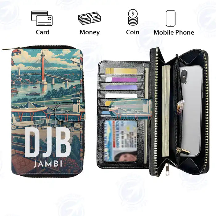 Sultan Thaha Airport (DJB) Leather Wallets - Zip Long Wallet - Scene