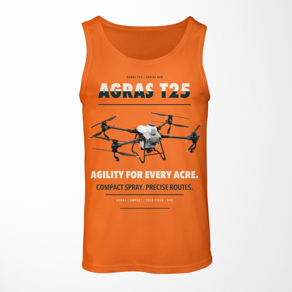 DJI Agras T25 design on orange tank top