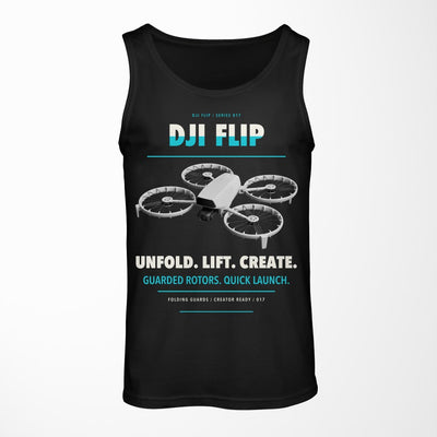 DJI Flip design on black tank top