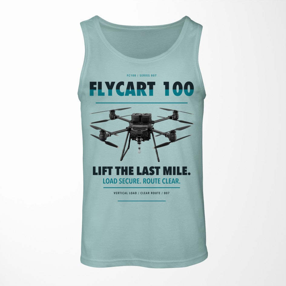 DJI FlyCart 100 design on light green tank top