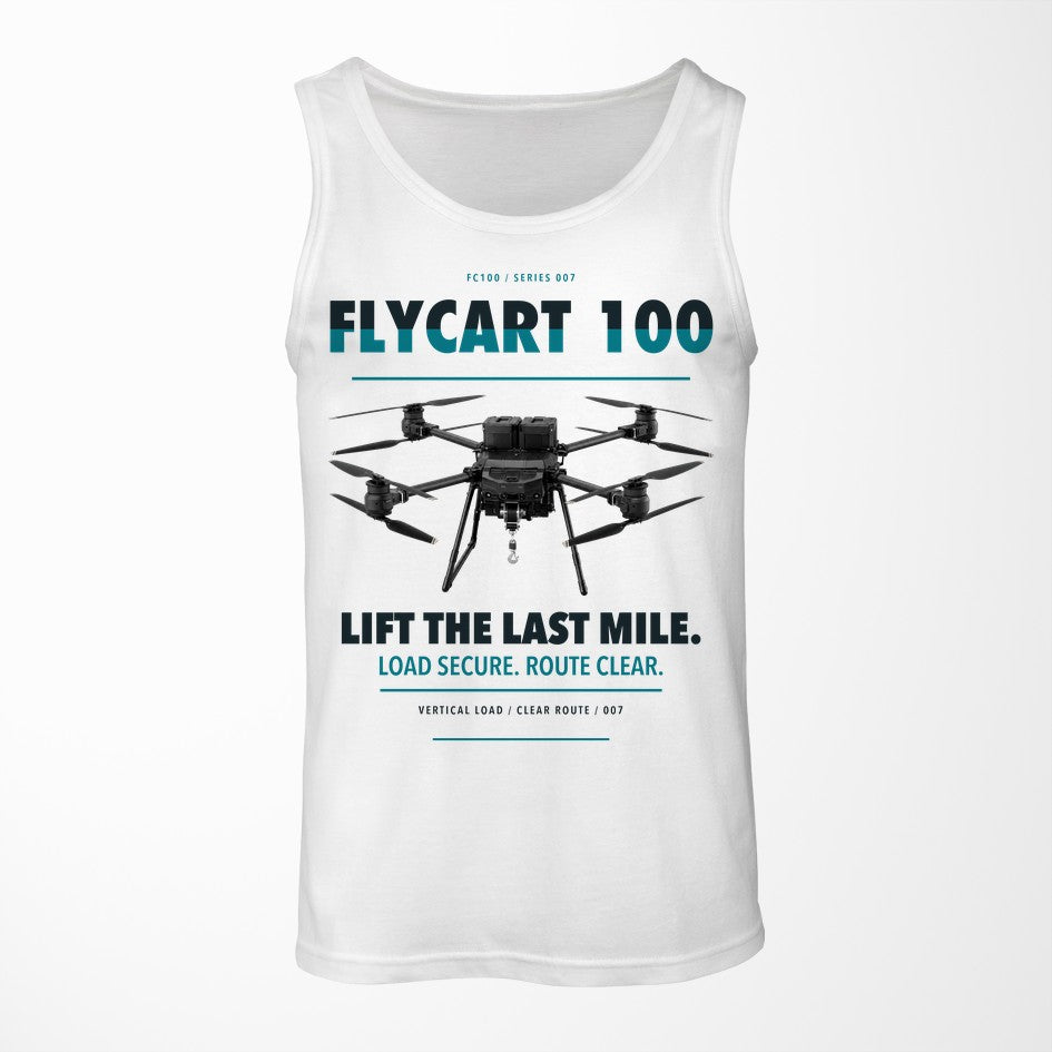 DJI FlyCart 100 design on white tank top