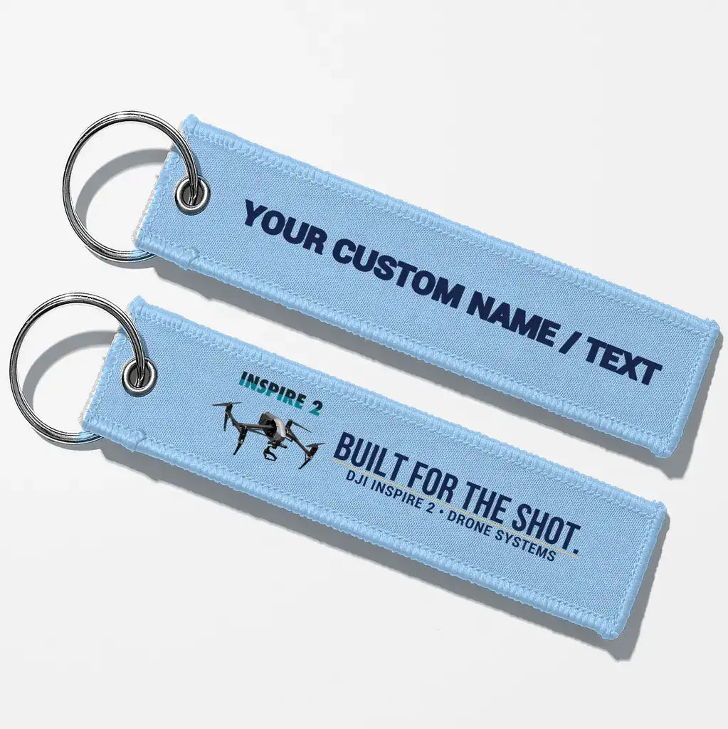 DJI Inspire 2 Drone Aviator Key Chains - Light Blue - Personalized